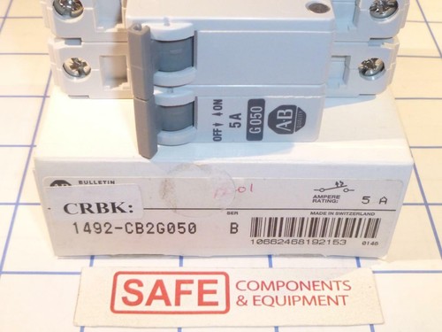 AB 1492-CB2-G050 Ser-B Miniature Circuit Breaker 2-Pole 5A 480VAC DIN Rail L23-8 - Picture 2 of 4