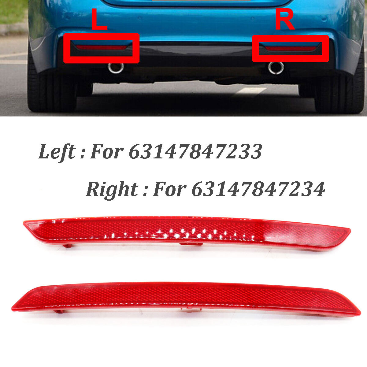 1Pair Fits BMW 4-Series M Sport Rear Bumper Reflector 63147847233 