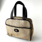 Etienne Aigner Straw Mini Handbag Wicker Tote Purse Woven Vintage Brass Feet