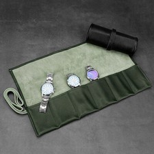 6 Slots Watch Roll Travel Case Genuine Leather Watches Jewelry storage Pouch Bag