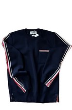 NWT 1190 Thom Browne Men Patch Pocket Merino Wool Blend Sweater Navy M  2 