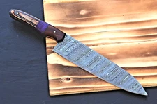 Custom Hand Made Forged Damascus Steel Blade Slicing Chef's Knife 2819