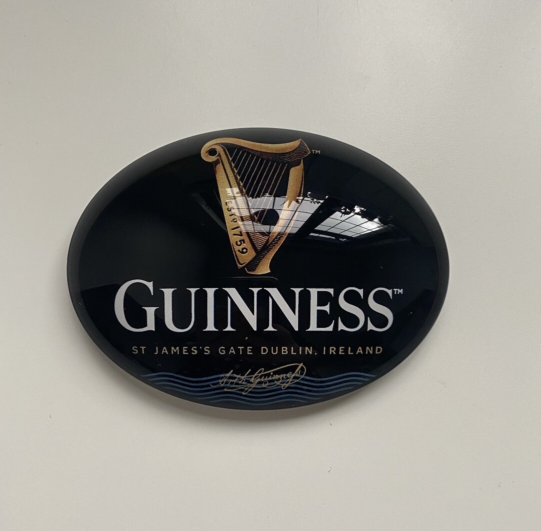 Guinness Oval Fisheye badge, Beer Pump, Font, Pub, Bar, Mancave, Ale