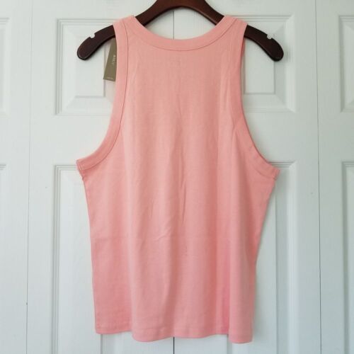 J. Crew Perfect Fit High Neck Tank Top Size XL Pink Rib NWT $29 BY405 - Picture 2 of 5