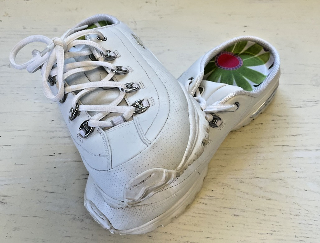 Skechers Leather Shoes Woman White Walking Open Back SN 11122