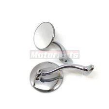 4" Swan Neck Side View Mirrors Pair Stainless Steel Chrome Chevy Ford Hot Rod