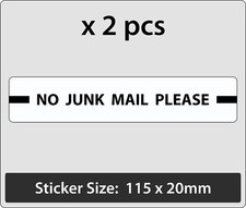 2pcs x No Junk Mail Please - Durable Front Door Letterbox Sign Sticker Outdoor