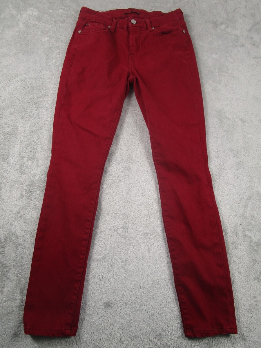 For All Man Kind Jeans Womens 26 Red Denim Skinny Distressed