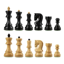 Bobby Fischer Zagreb Chess Pieces, Ebonized and Boxwood, 3.75 in. King