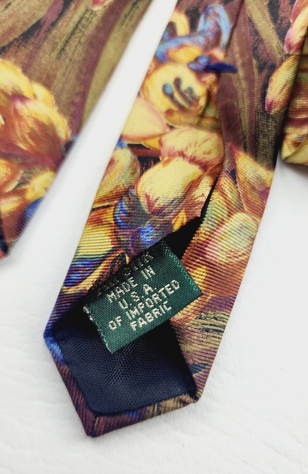 Corbata Estructura Floral 100% Seda Vintage Foto 4 de 4