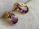 Amethyst Color Push Back Studs *Read* 14K Yellow Gold Earrings .72g Fine Jewelry