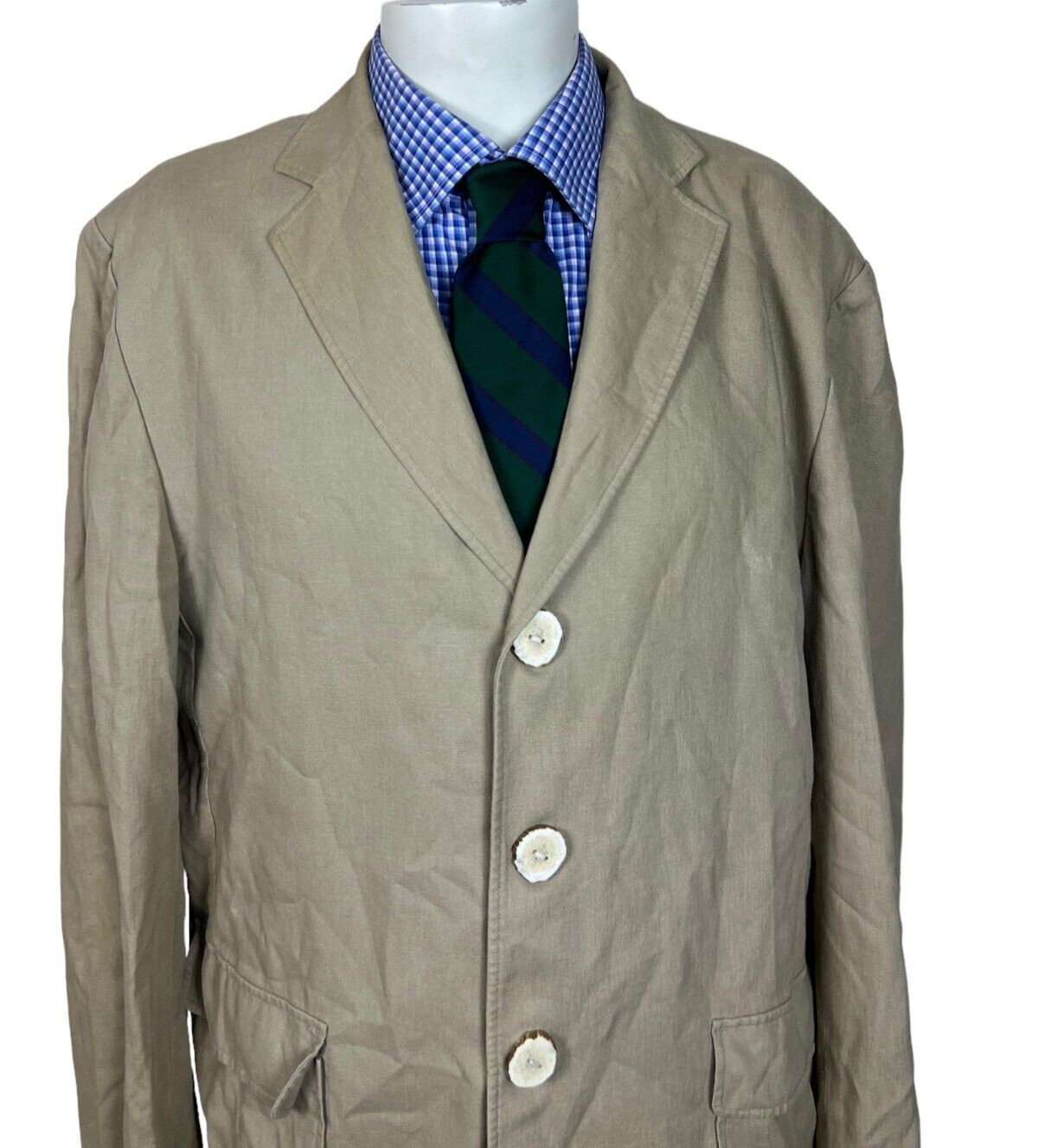 Oak Creek Sport Coat Jacket LINEN Cotton No Lining Beige Men's 46R Nice.