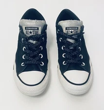 Converse Women’s Black Sneakers With Padded Silver Sparkle Tongue Size 6