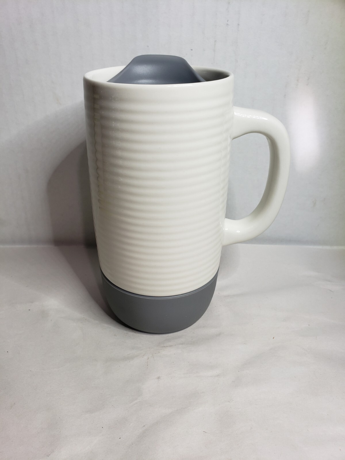 Ello Travel Mug Hot Cold Jane White Ceramic Beverage Cup Gray Slider