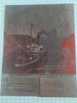 Vintage Copper Printing Plate Pacific Coast Company Steamships Senator &... S2b