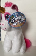 Kellytoy Unicorn Plush White 7  Tall Pink Tail Shiny Horn