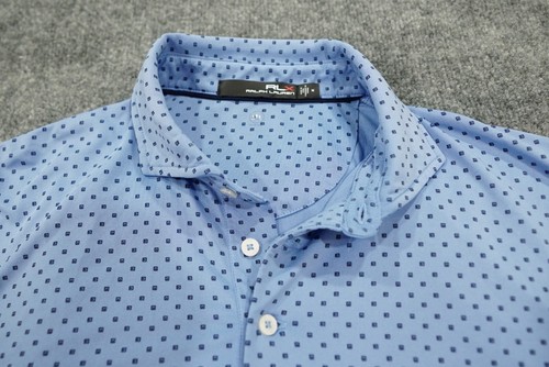 Polo Ralph Lauren RLX adulto media M blu geometrica golf traspirante uomo - Foto 5 di 13