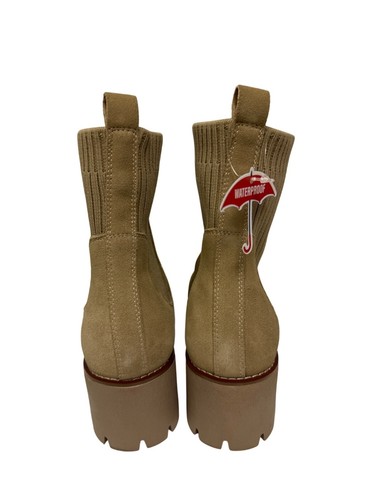 NEW Blondo Women's Boots Tan Suede Pull On Lug Waterproof Size 9 Knit Panel - Picture 4 of 9