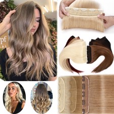 One Piece Clip In 100 Human Hair Extensions Straight/Wavy Thick 3/4 Full Head