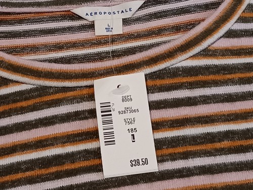 Top tejido Aeropostle para mujer talla grande manga larga súper suave elástico a rayas - Imagen 2 de 5