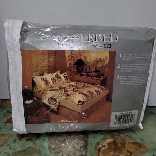 NOS Vintage 1980s QUEEN Waterbed Sheet Set Jungle Mirage Stevens Easy Care CATS eBay
