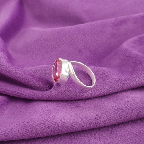 Anillo Madre Plata Esterlina Ovalado Turmalina Rosa Natural Nueva Banda Talla Todas las Tallas - Imagen 3 de 6