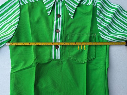 Vtg 70s Crest McDonalds Mens Unisex Uniform Shirt Short Sleeve SZ XS Lime Green - Picture 2 of 8