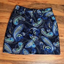 Croft  Barrow Womens Skort Attached Shorts Size 4 Navy Blue Paisley Stretch