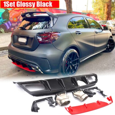 Difusor Trasero Para Mercedes Clase A W176 2012-2018 - ABS Negro, Estilo Deportivo | Mejora Aerodinámica Y Apariencia