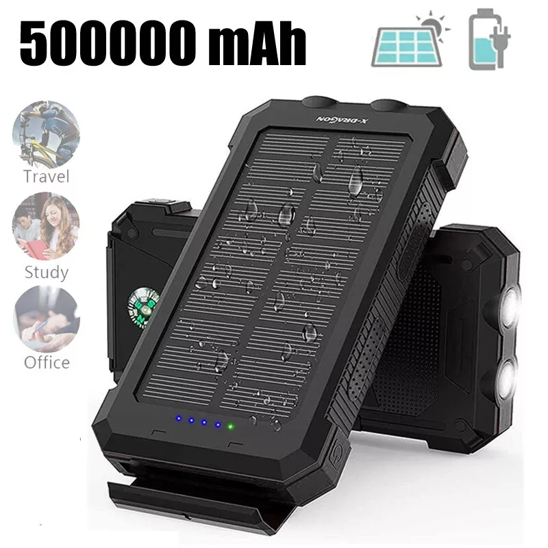 Portable 500000mah Dual-usb Powerbank Waterproof Solar Power Bank