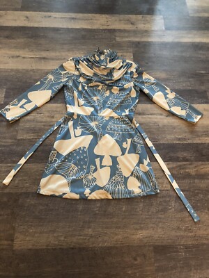 60's-70's Vintage Kaye Windsor Trippy Hippie Mushroom Print Mini Dress M/LG  | eBay