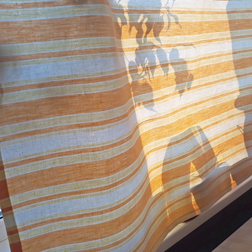 Gelb Gestreifte Gardine 75 x 24 Handarbeit Volant Baumwollstoff Stange Tasche Ukraine - Bild 1 von 15