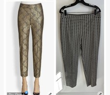 St. John Emma Metallic Jacquard Ankle Pants size 10