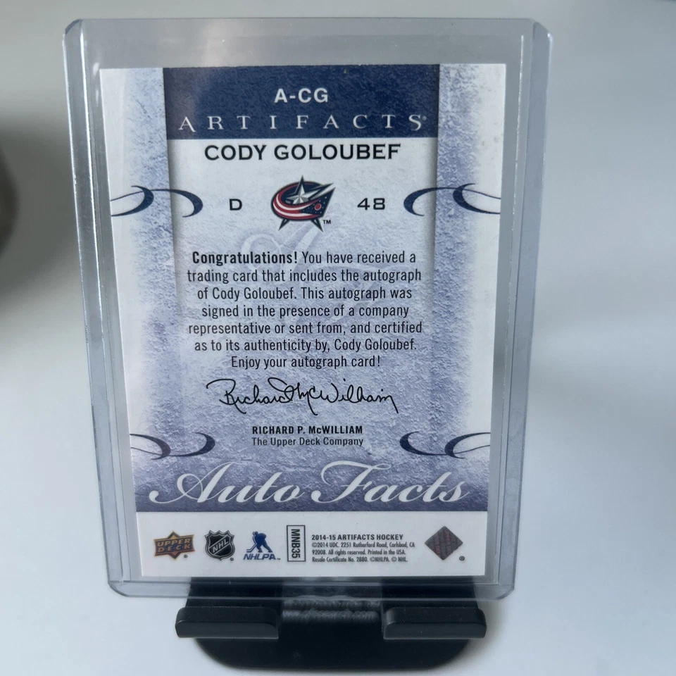 2014-15 Upper Deck Artifacts Autofacts Cody Goloubef Auto #A-CG - Image 2 of 2