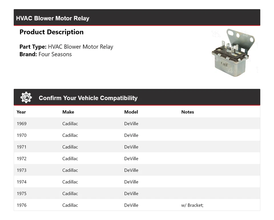 Relé de motor soprador HVAC Cadillac DeVille 1969-1976 4 estações 1970 1971 1972 - Imagem 2 de 4