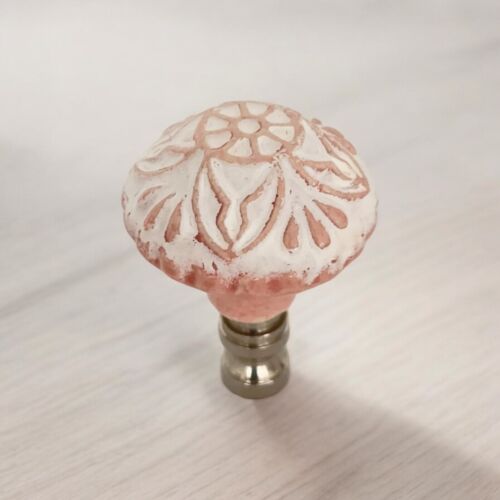 Set of 2 Gorgeous porcelain Lamp shade finials. Harp Toppers - Pink/White - Picture 2 of 2