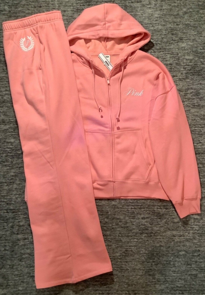 Victoria's Secret Pink Full Zip Hoodie + Flare Pants Set Passion