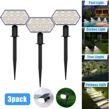 3X Solar Spot Lights LED Garden Outdoor Pathway Lawn Fence Lamp Spotlight Light