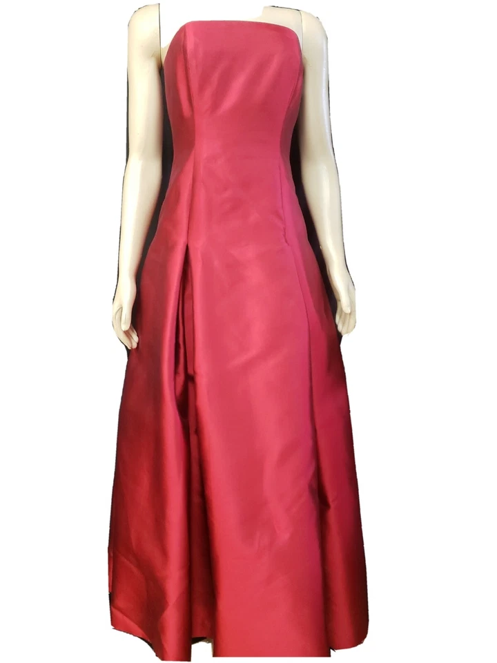 Vestido sin tirantes Melinda Eng seda lana rojo formal para mujer talla 6 #CB1 Foto 2 de 4