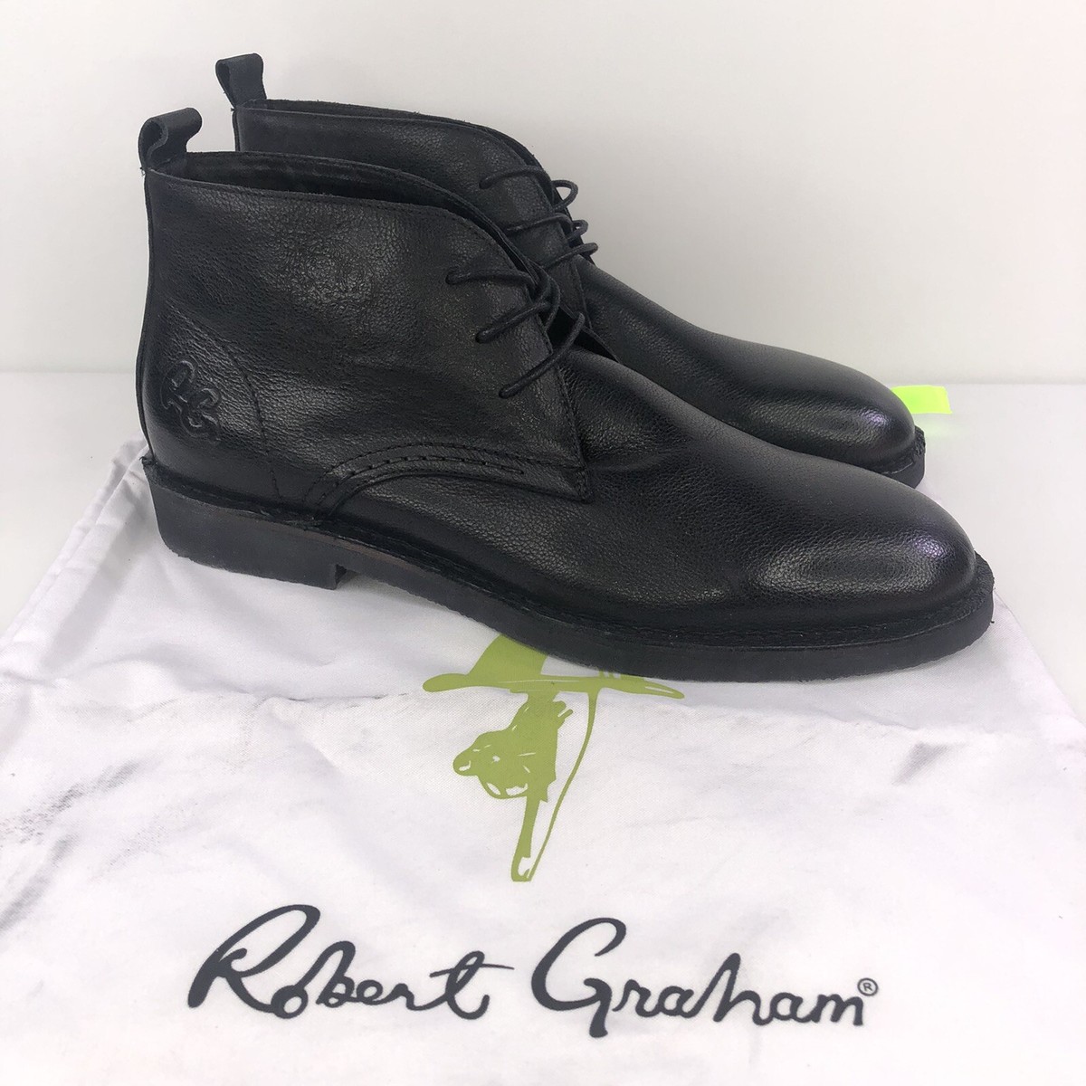 Mens Robert Graham Pieta Leather Chukka Boots Black #RG5416B  display picture 3