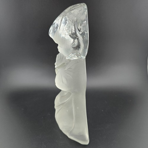 Viking Frosted Glass Praying Girl Bookend Paperweight with label USA May - Picture 4 of 10