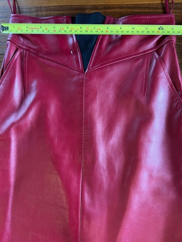 Vintage Red Chanel Leather Pencil Skirt Size UK 8 - Picture 5 of 9