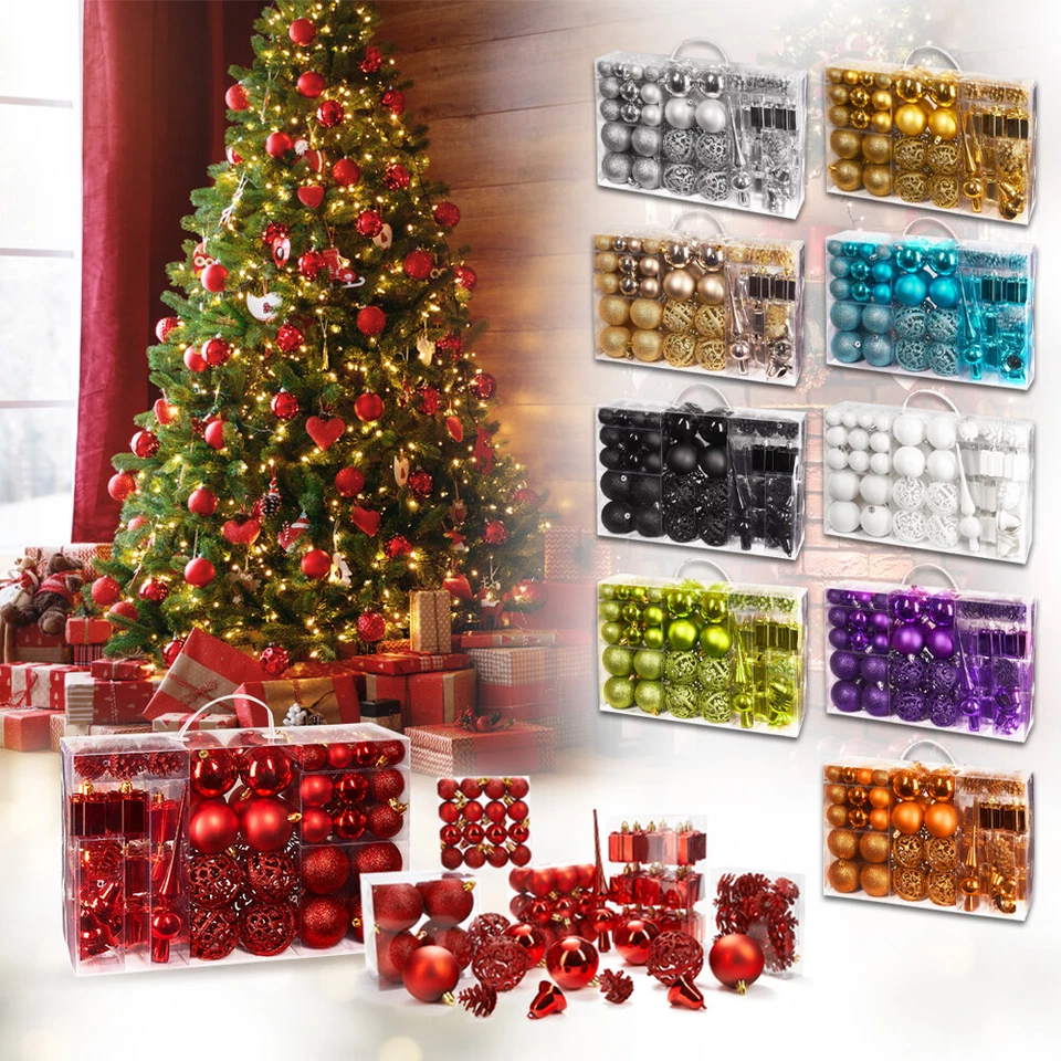 101x Weihnachtskugeln Set Christbaumkugeln Weihnachtsbaumkugeln Box mit Spitze - Bild 2 von 4