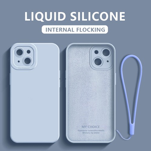 For iPhone 14 13 Pro Max 12 11 XS XR 8 Matte Silicone Hand Strap Slim Case Cover - Picture 17 of 23