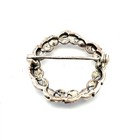 VTG Sterling Silver 925 Marcasite Faux Pearl Round Wreath Brooch Pin Estate — photo 2