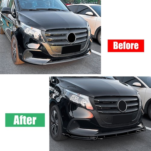 Black Front Bumper Lip Spoiler Splitter Body Kit For Benz V Class Vito W447 24+ - Picture 4 of 8