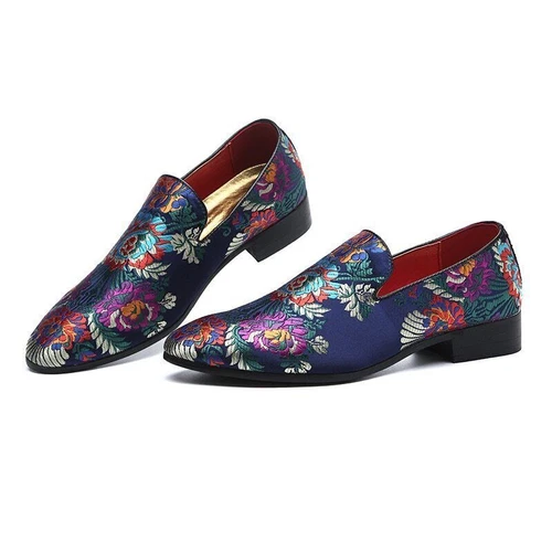 New Mens Embroidery Floral Casual Shoes Comfortable Loafers Slip on Flats Shoes - Picture 24 of 27