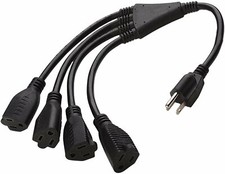 4 Way Power Splitter   1 to 4 Cable Strip With 3 Pronged Outlet By Luxury Office