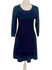 Sequin Hearts Sweater Dress M Black Fit & Flare 3/4 Sleeve Stretch Knit