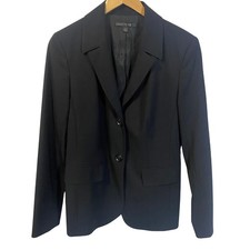 Lafayette 148 New York Black Virgin Wool Blend Two-Button Blazer Jacket Sz 6